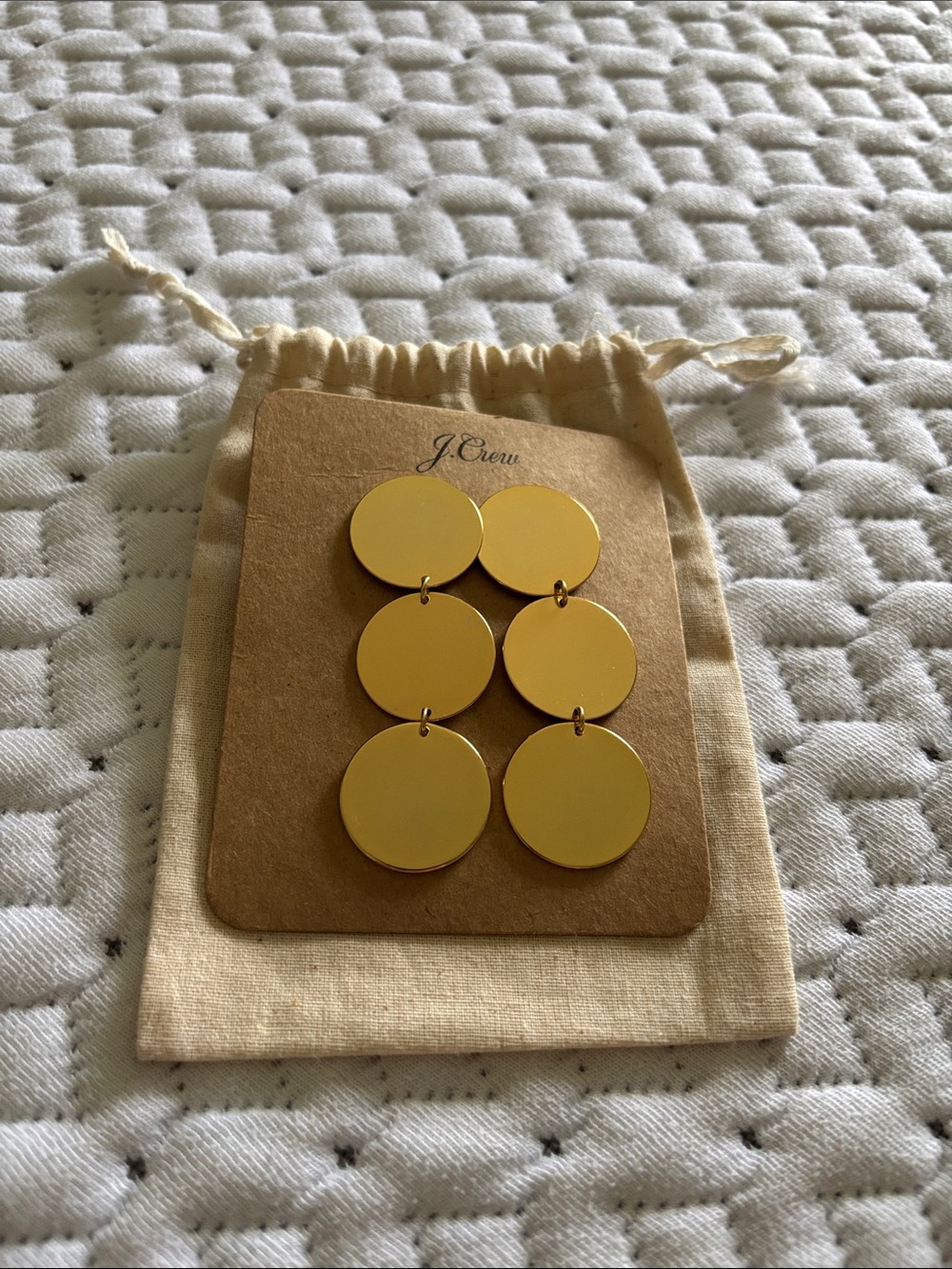 J. Crew Gold Amber Triple Disc Drop Earrings